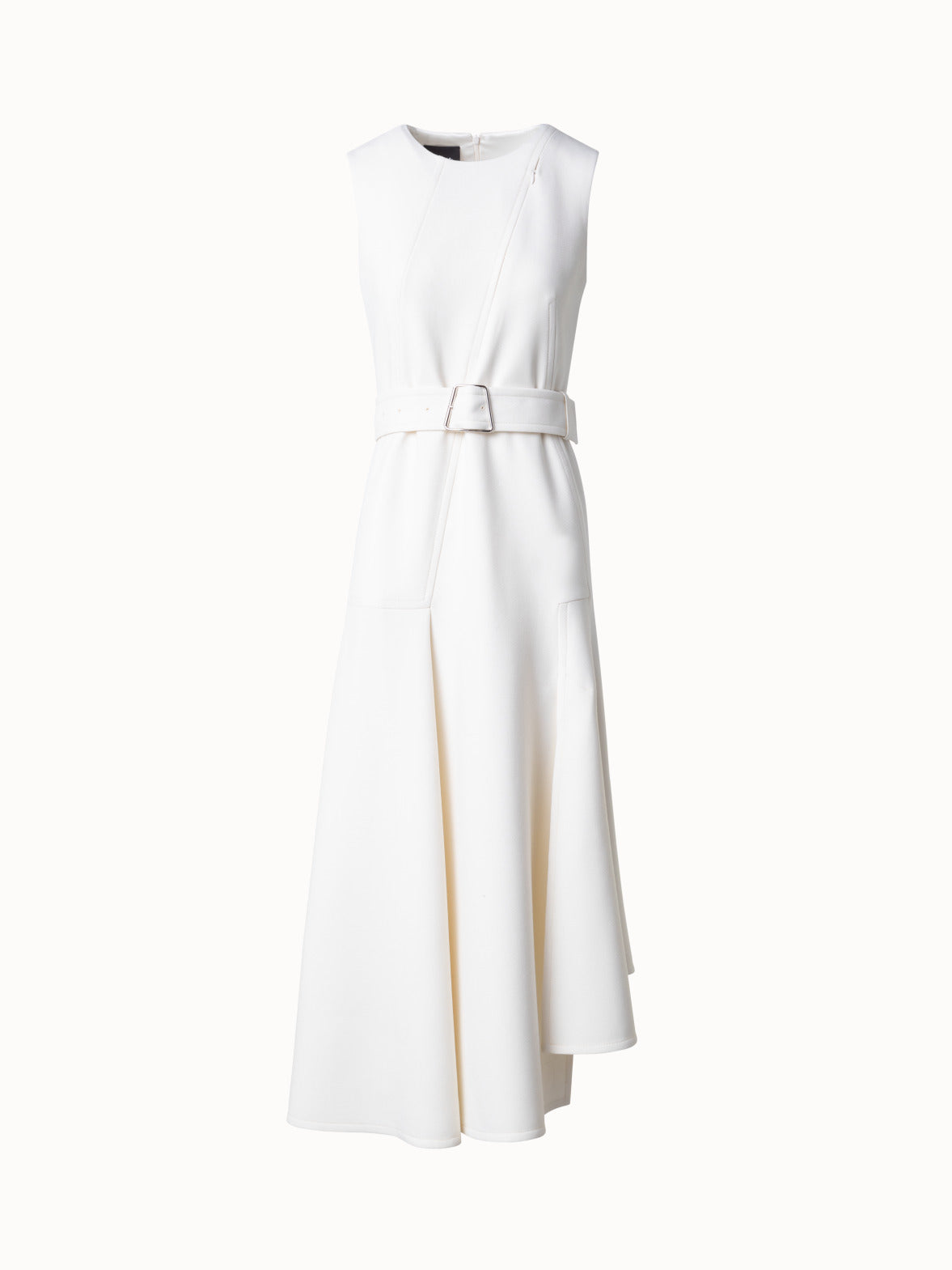 Trench Dress - A-Line Midi Dress in Cotton Double-Face with Zip-Cut-Out