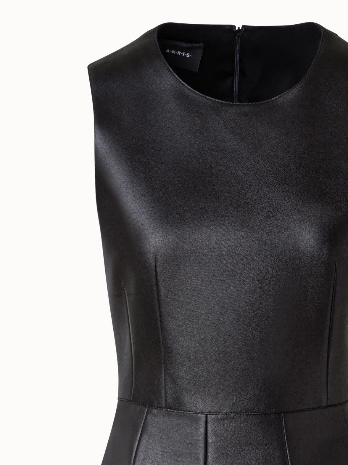 Short Fit & Flare Leather Dress