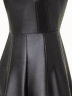 Short Fit & Flare Leather Dress