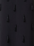 Long Silk Evening Dress with Tassels