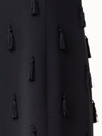 Long Silk Evening Dress with Tassels