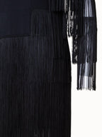 Long Silk Evening Dress with Fringes