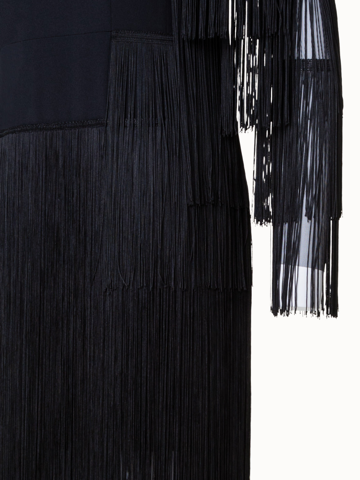 Long Silk Evening Dress with Fringes