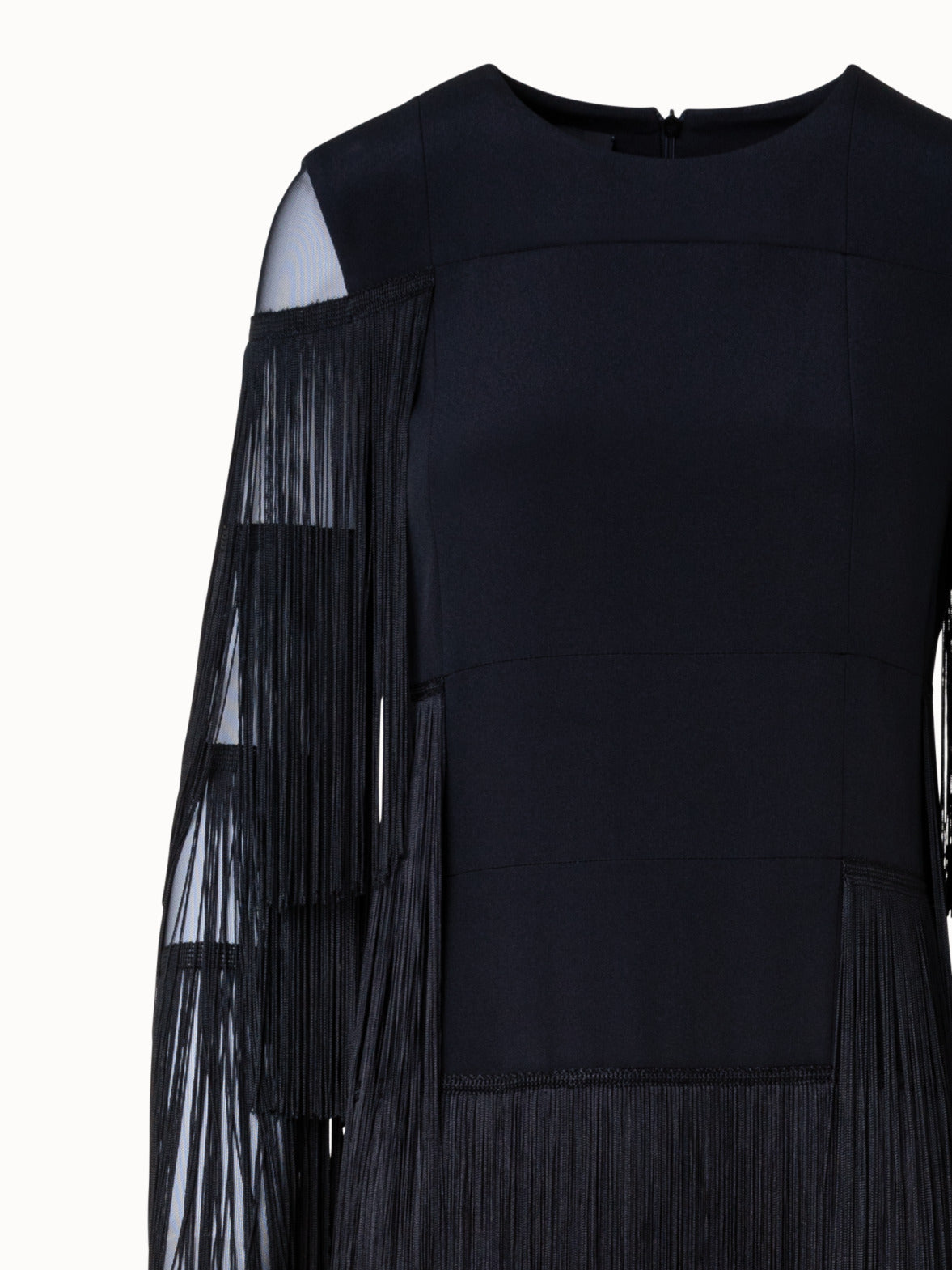 Long Silk Evening Dress with Fringes