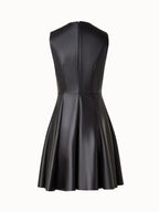 Short Fit & Flare Leather Dress