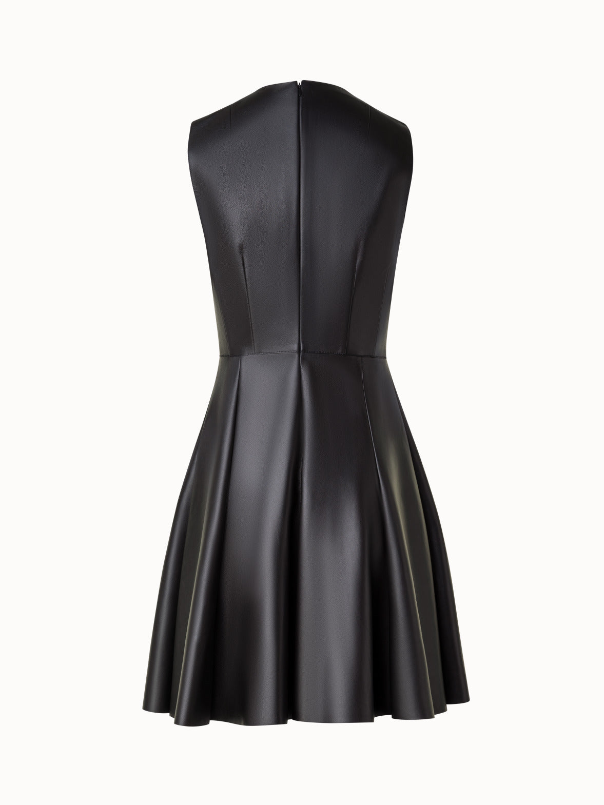 Short Fit & Flare Leather Dress