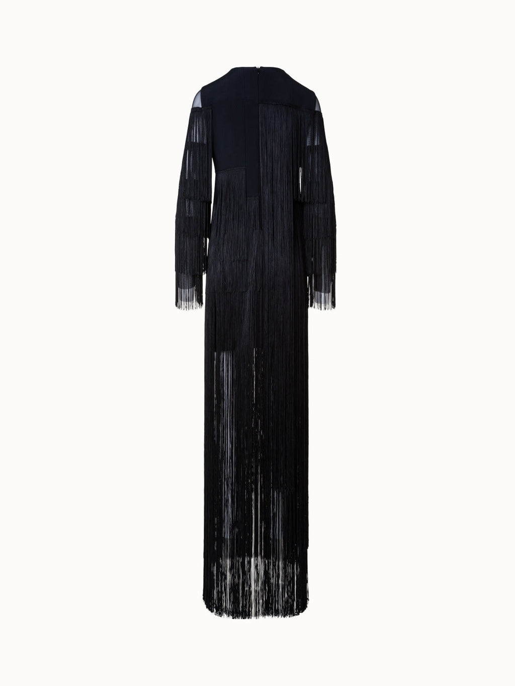 Long Silk Evening Dress with Fringes