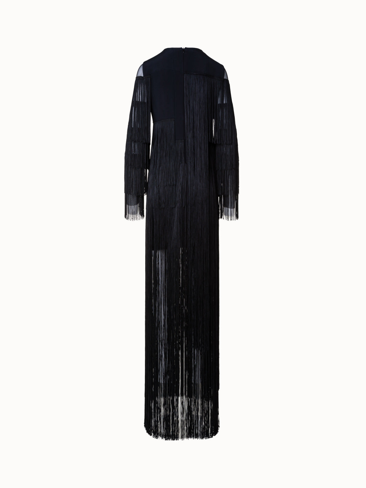 Long Silk Evening Dress with Fringes