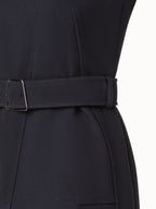 Trench Dress - Sleeveless Cotton A-Line Dress with Zip-Cut-Out