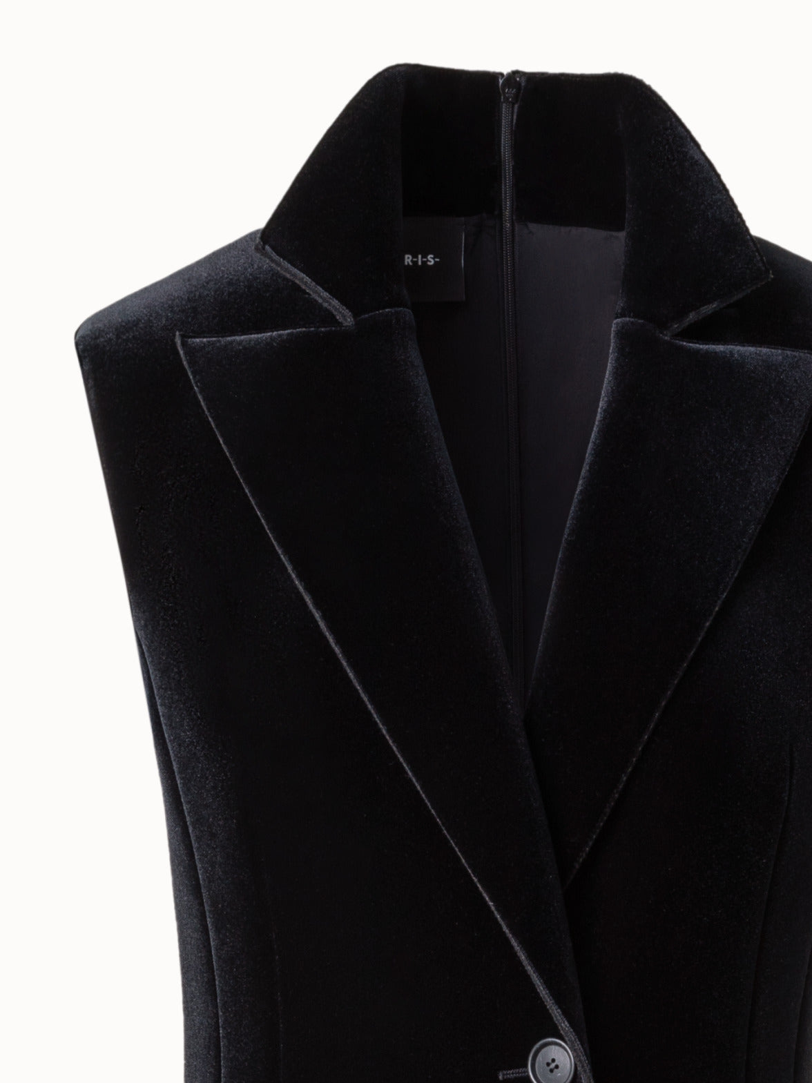 Neoprene Velvet Tuxedo Gown with High Slits