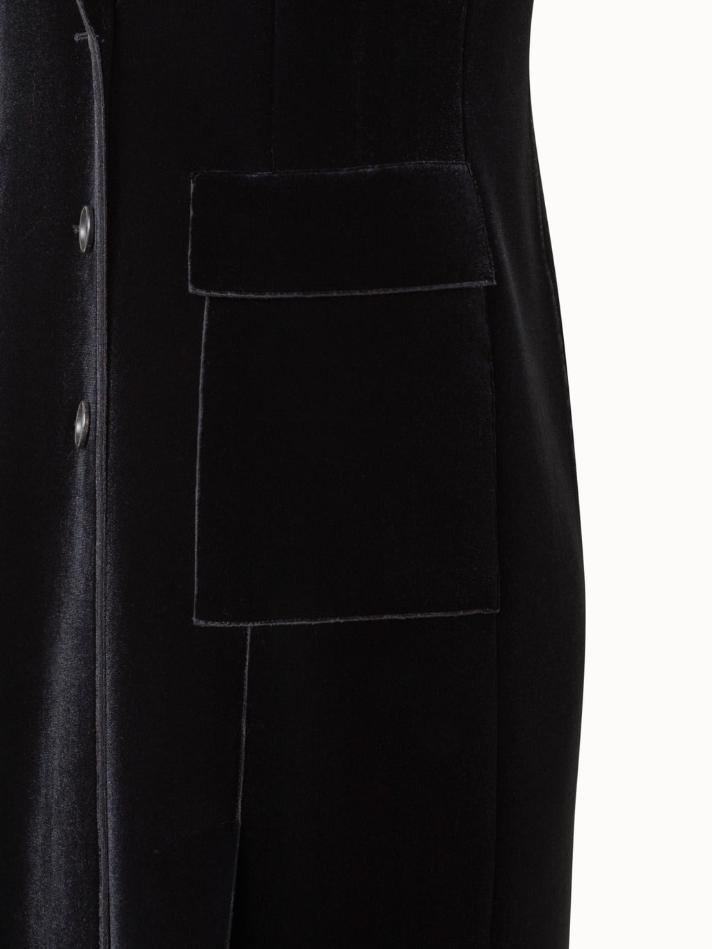 Neoprene Velvet Tuxedo Gown with High Slits
