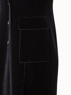 Neoprene Velvet Tuxedo Gown with High Slits