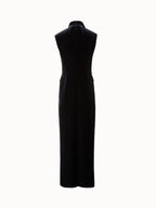 Neoprene Velvet Tuxedo Gown with High Slits
