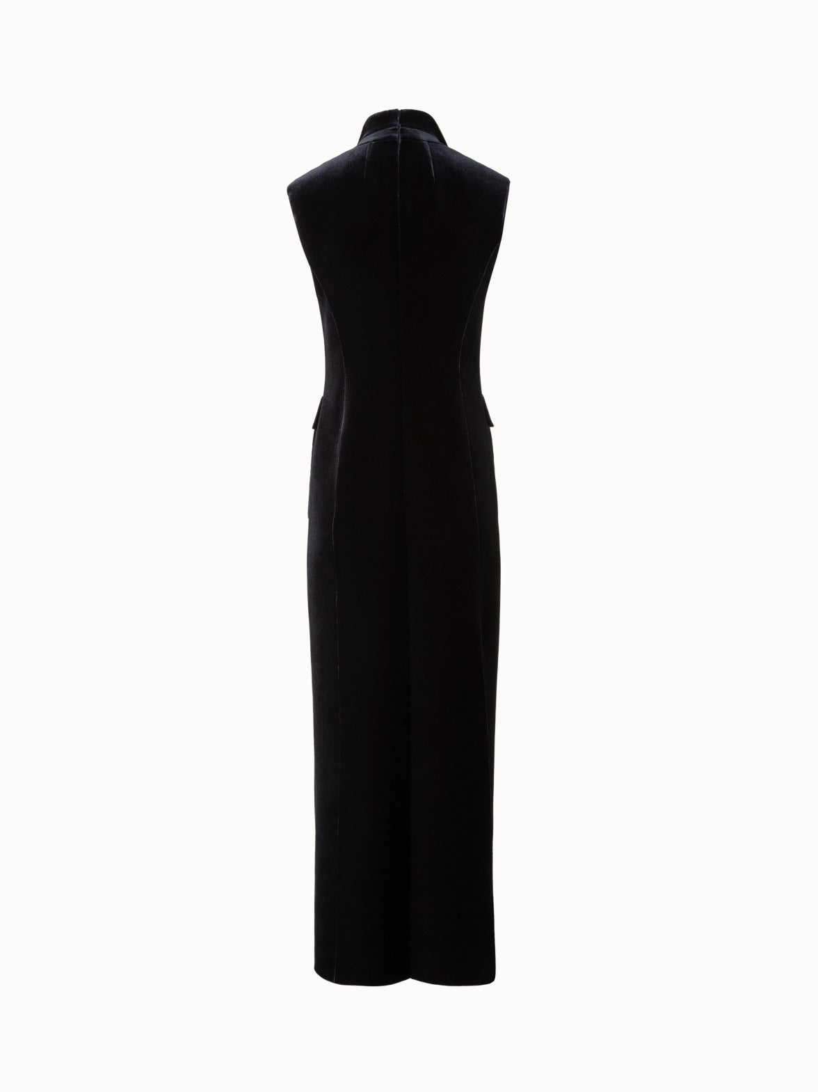 Neoprene Velvet Tuxedo Gown with High Slits