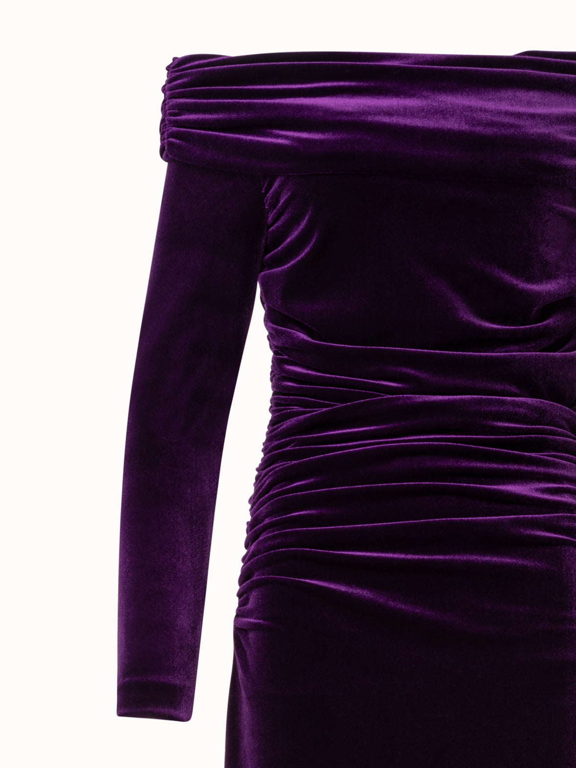 Long Off-Shoulder Velvet Evening Gown