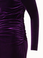 Long Off-Shoulder Velvet Evening Gown