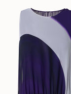 Long A-Line Silk Dress with Purple Loop Print