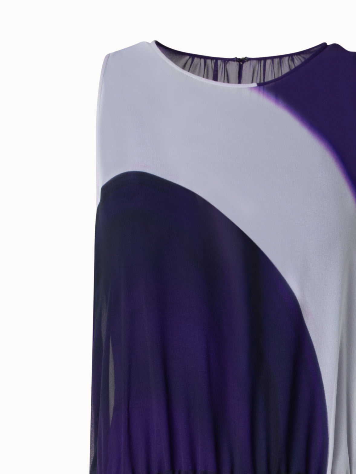 Long A-Line Silk Dress with Purple Loop Print