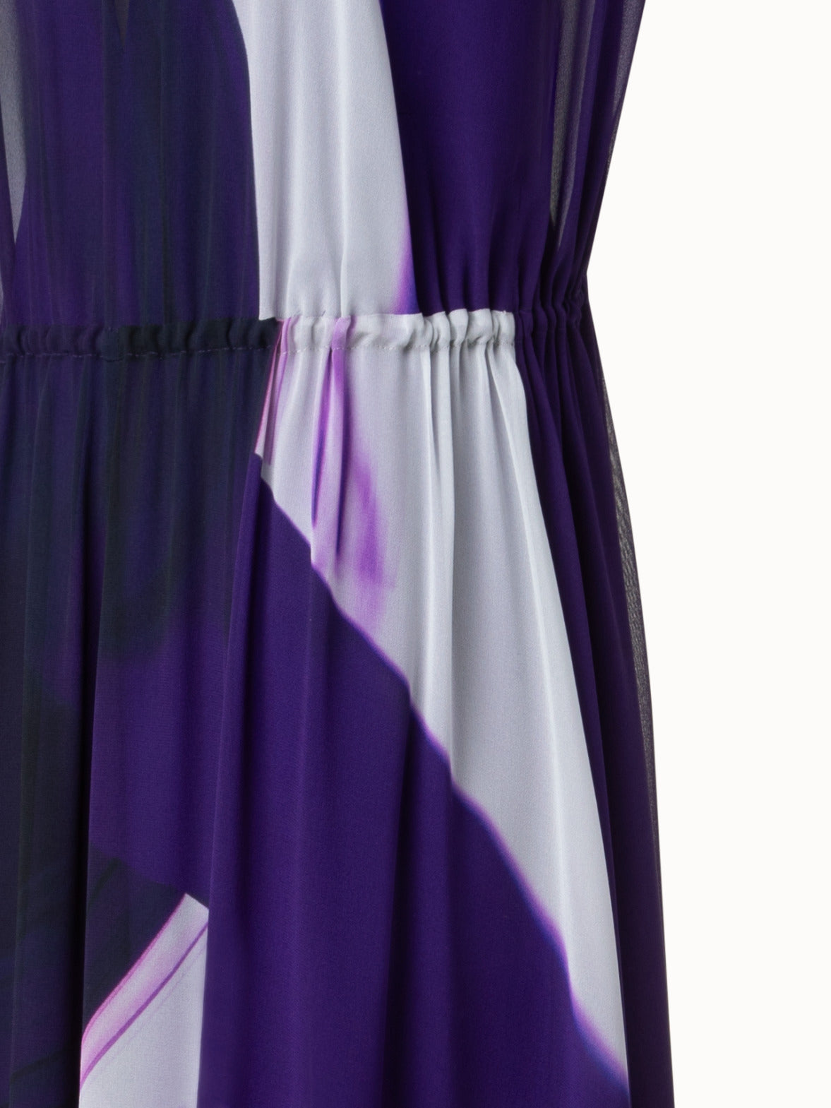 Long A-Line Silk Dress with Purple Loop Print