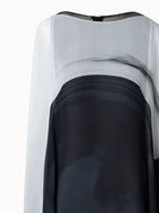 Sleeveless Silk Caftan Dress with Loop Print