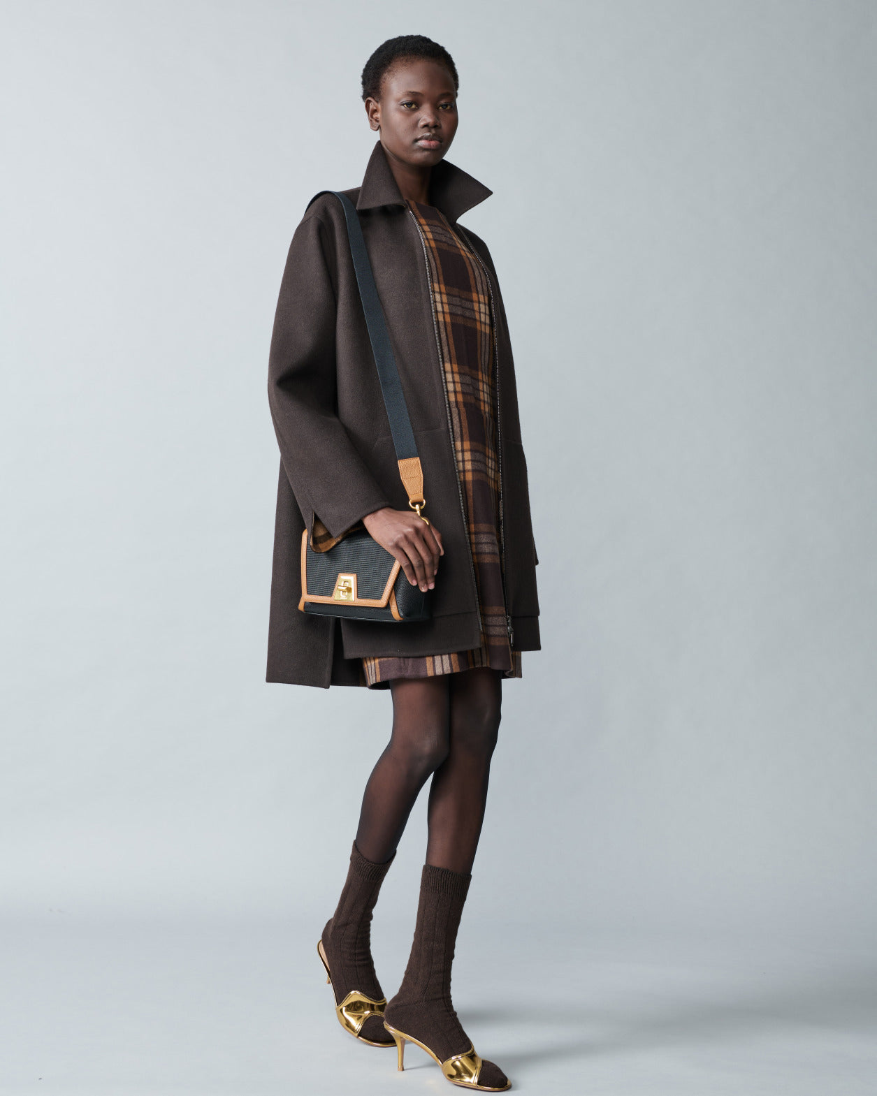 Silk Sheath Dress - Check Reversible to Solid