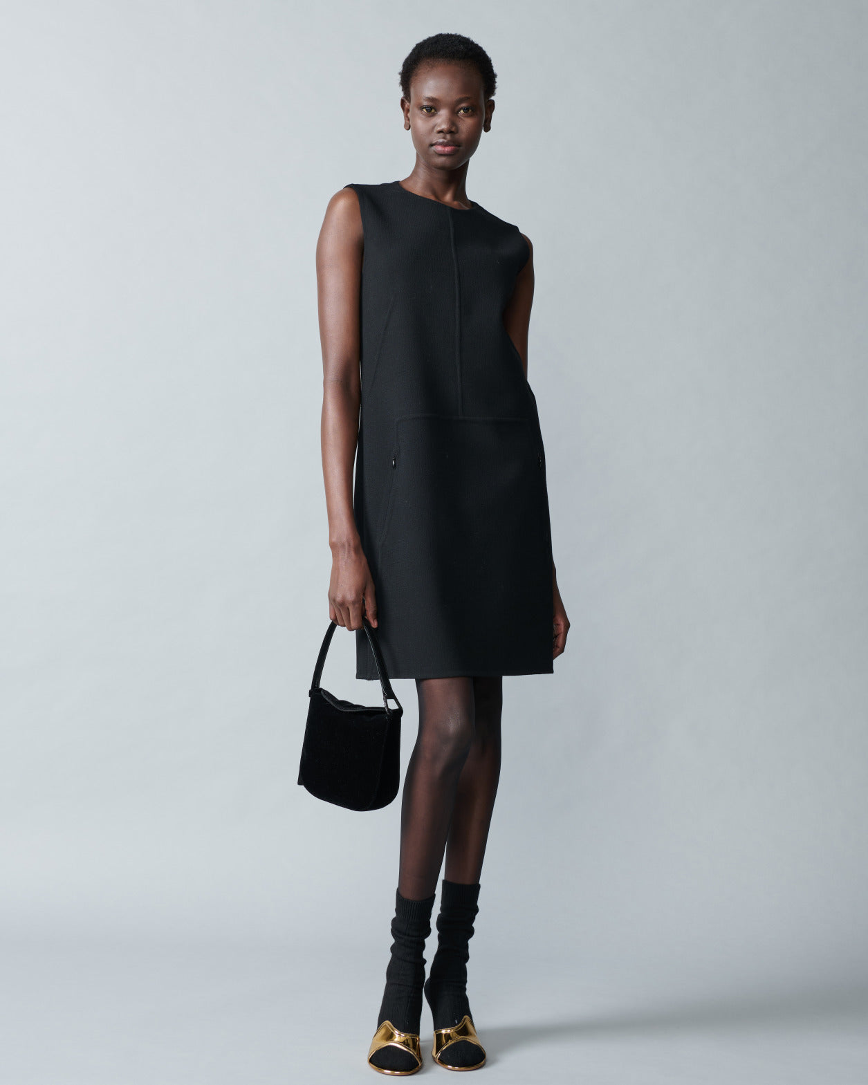 Short Sheath Dress in Wool Cr¨ºpe Double-Face