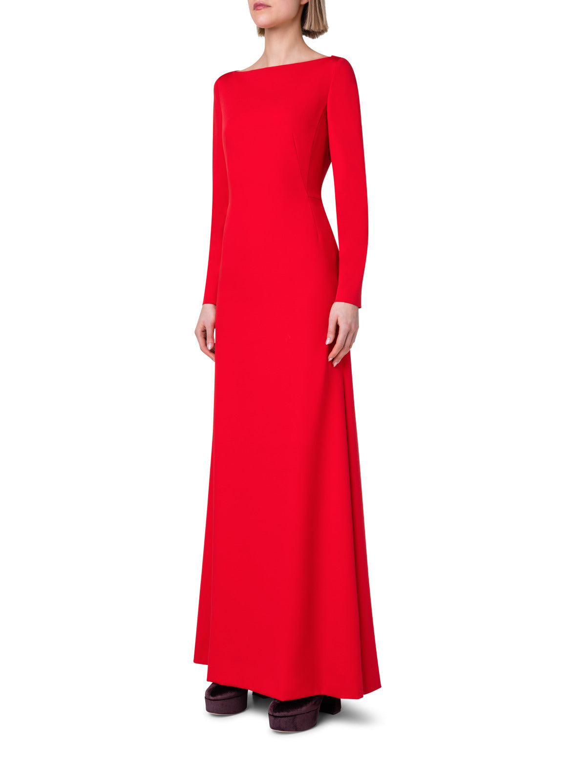 Long Silk Evening Dress with Long Sleeves