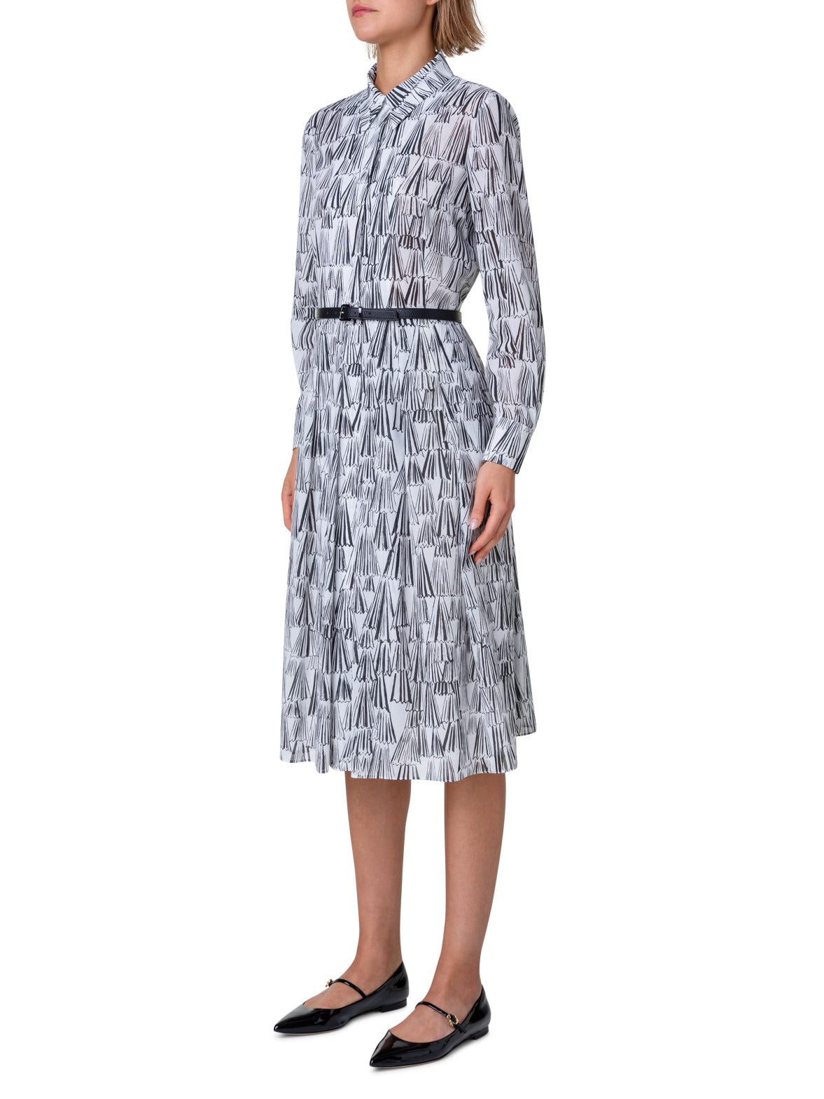 Cotton Shirt Dress with Asagao Print