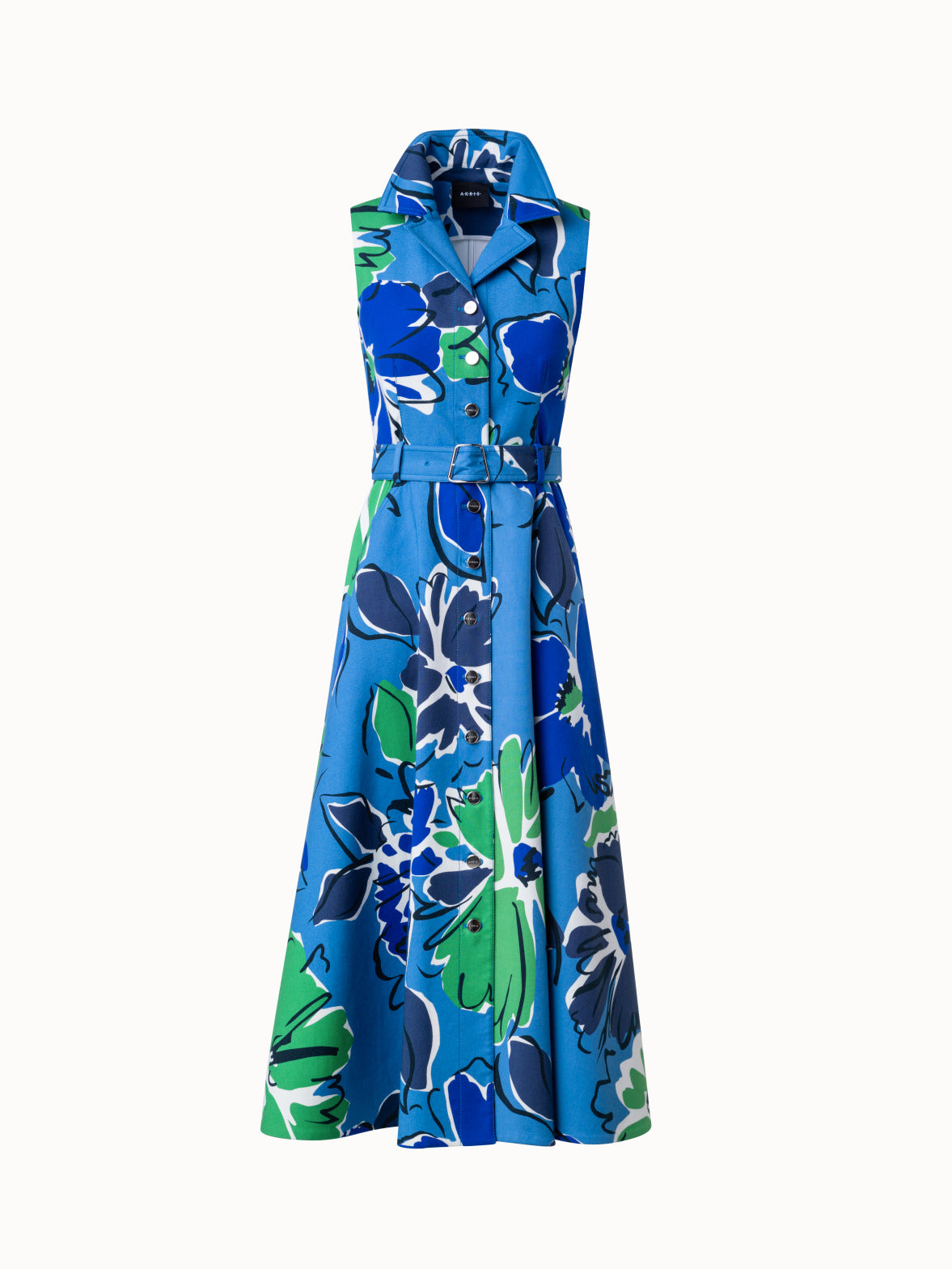 Midi Dress with Sketched Abraham Flower Print