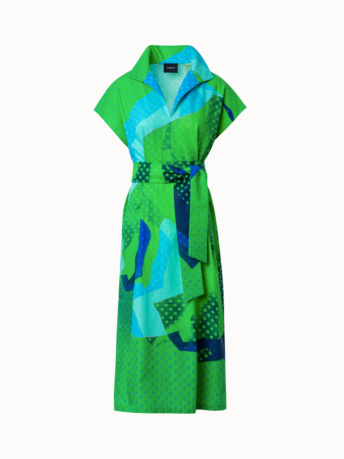 Cotton Shirt Dress with Superimposition Print