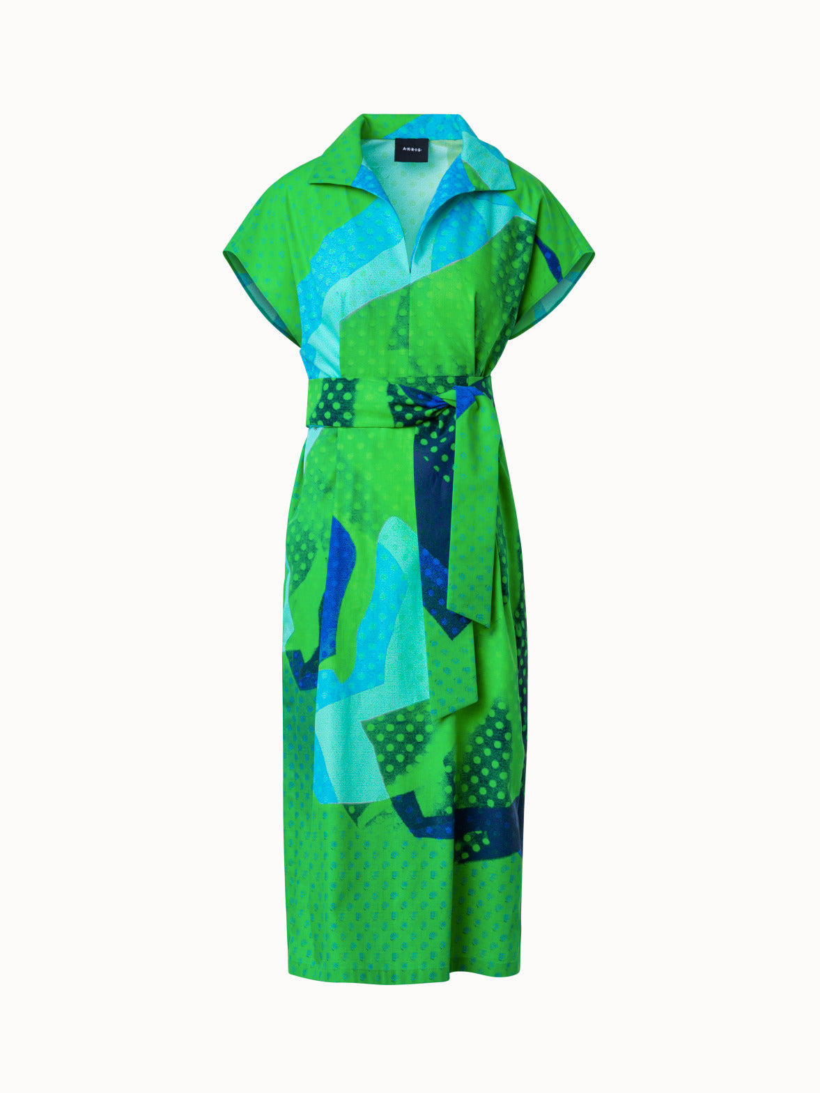 Cotton Shirt Dress with Superimposition Print