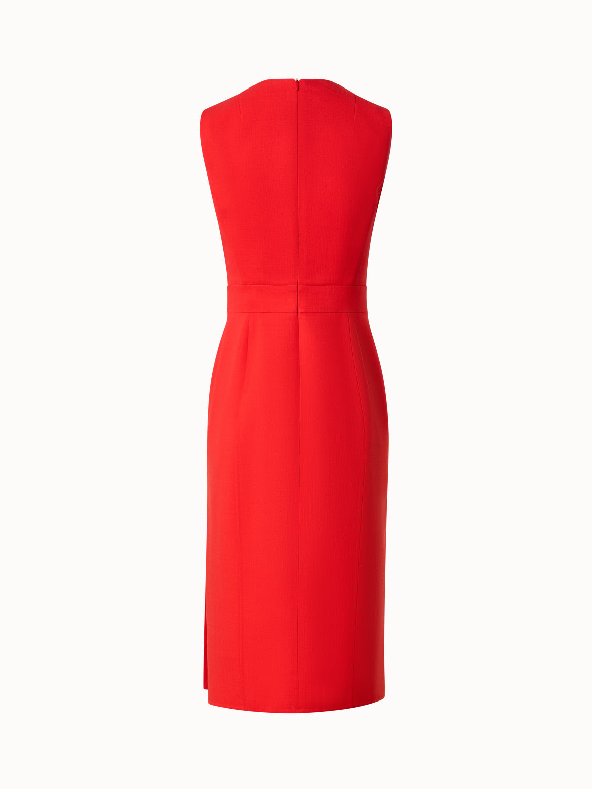 Sleeveless Wool Double-Face V-Neck Sheath Dress