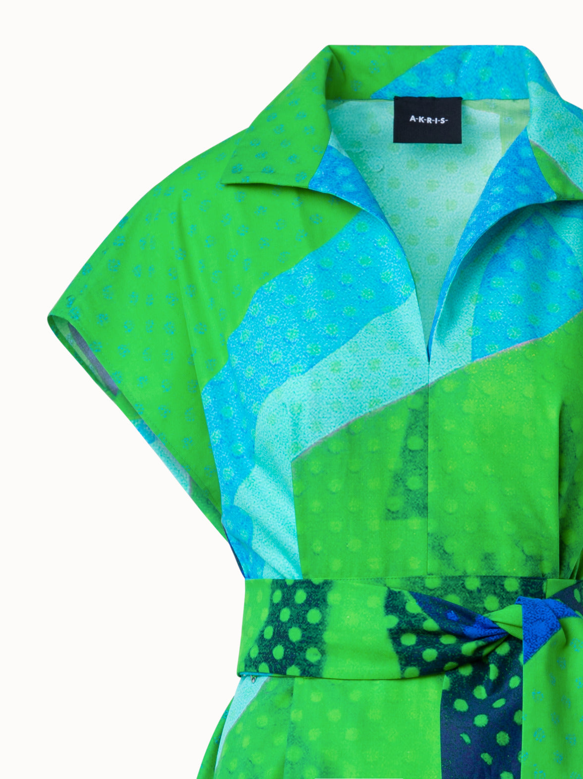 Cotton Shirt Dress with Superimposition Print