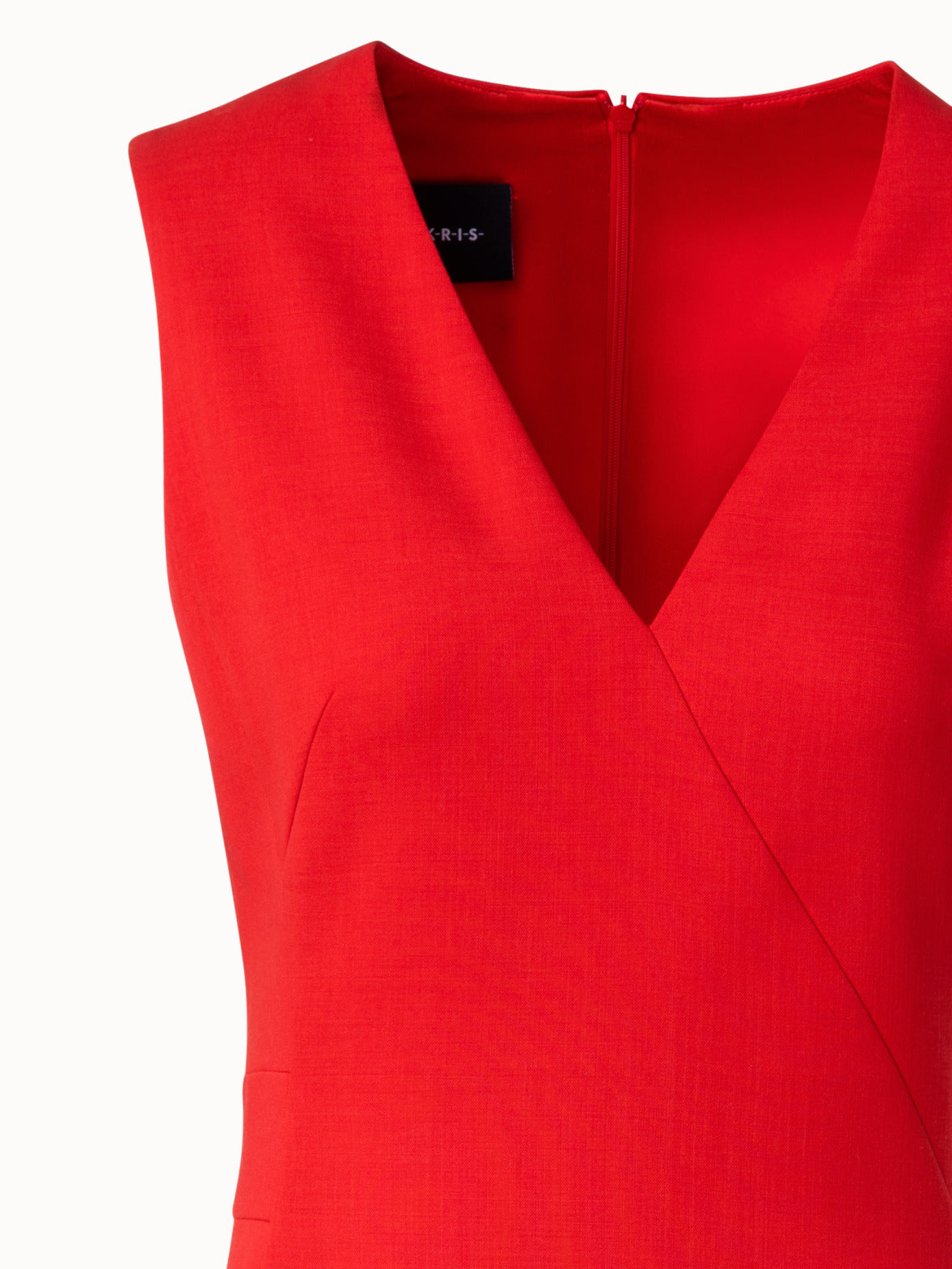 Sleeveless Wool Double-Face V-Neck Sheath Dress