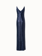 Jersey Sequins V-Neck Gown