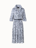 Cotton Shirt Dress with Asagao Print