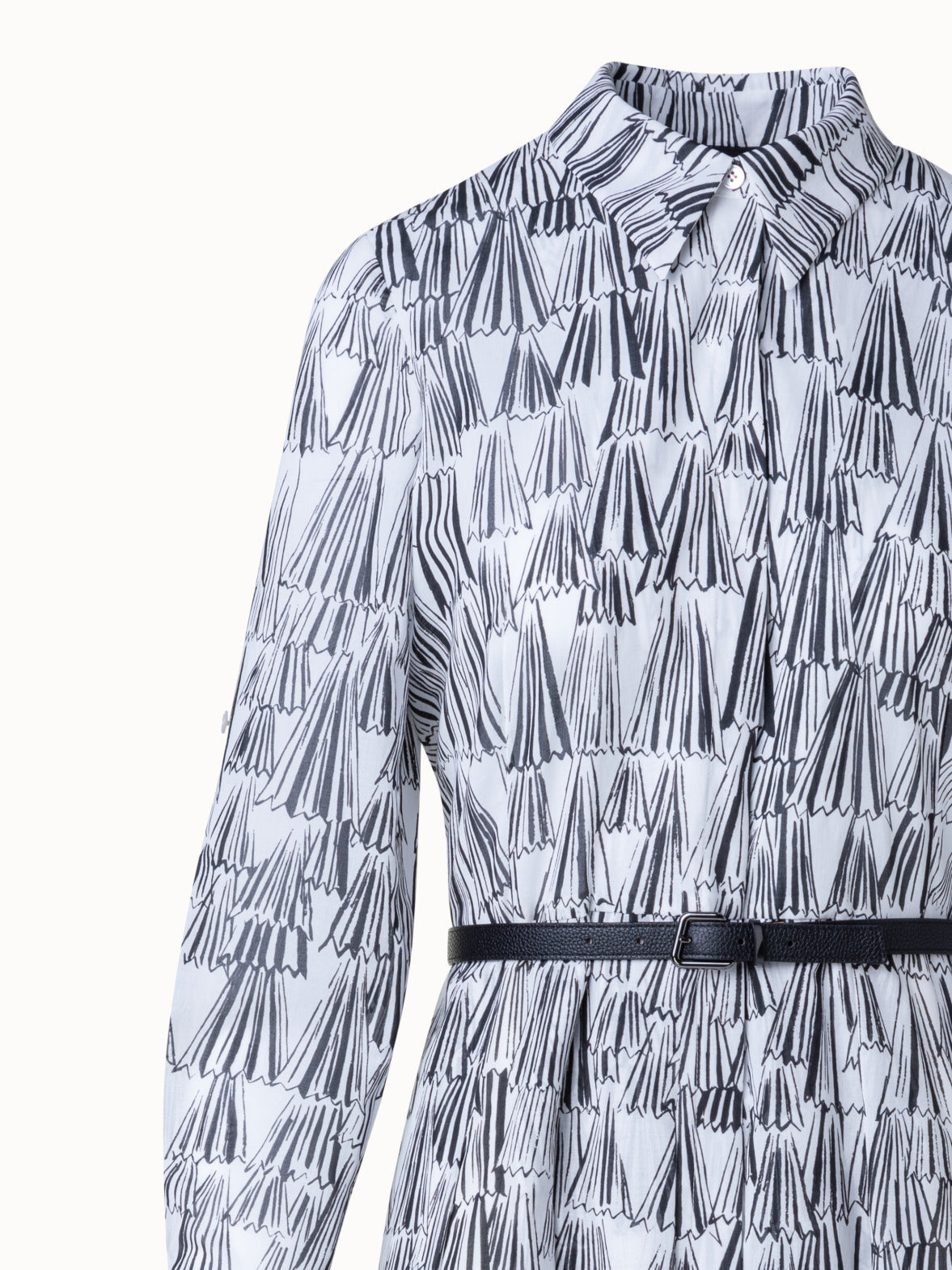 Cotton Shirt Dress with Asagao Print