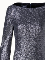 Sequins Jersey Evening Gown with Long Sleeves