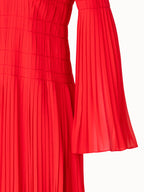 Short Pleated Dress with Long Flared Sleeves