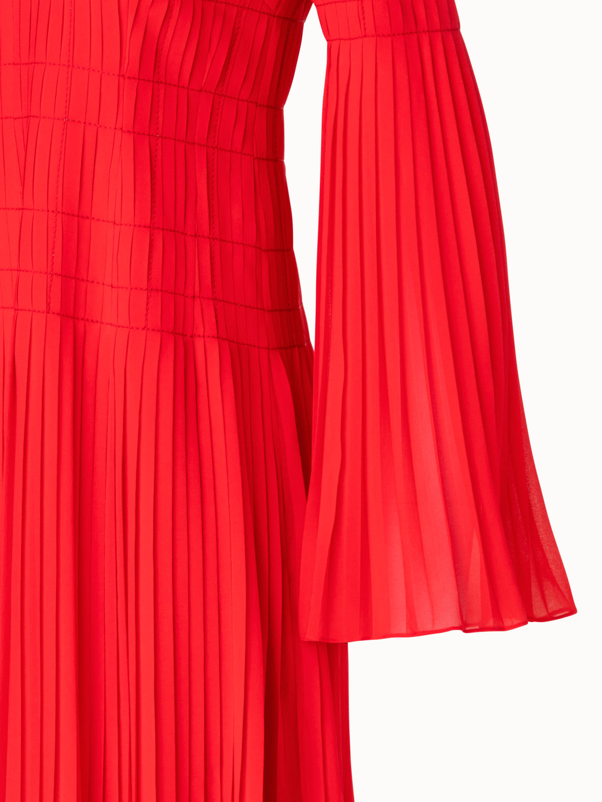 Short Pleated Dress with Long Flared Sleeves