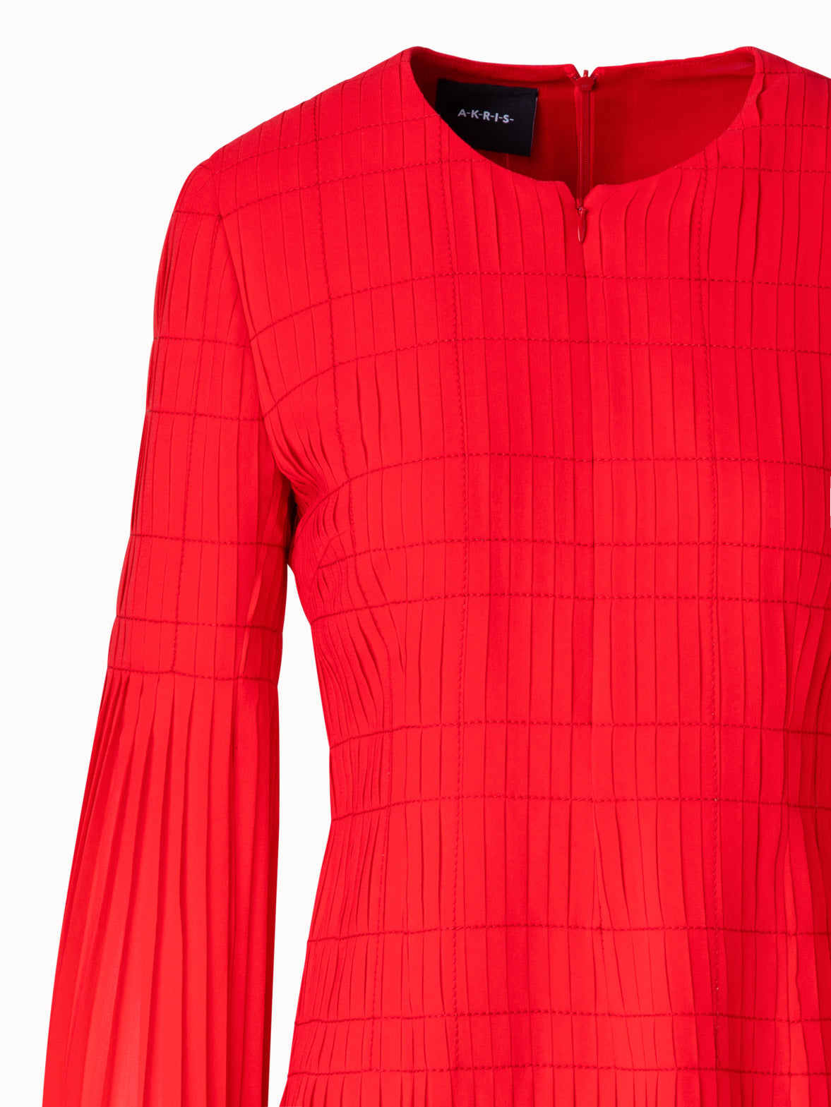 Short Pleated Dress with Long Flared Sleeves