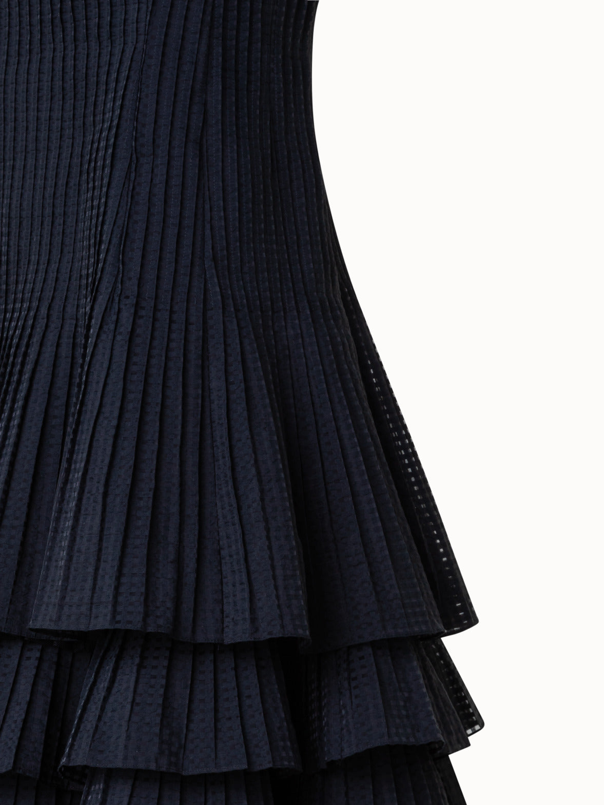 Sleeveless Midi Dress with Pleated Skirt in Semi-Sheer Organza