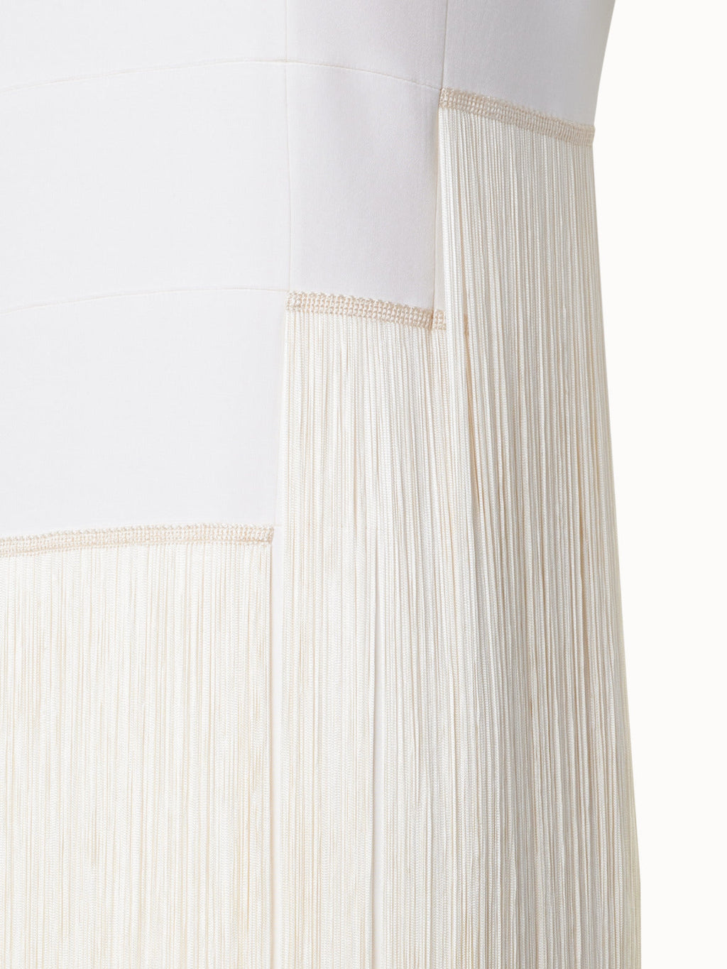 Long Sleeveless Silk Gown with Fringes