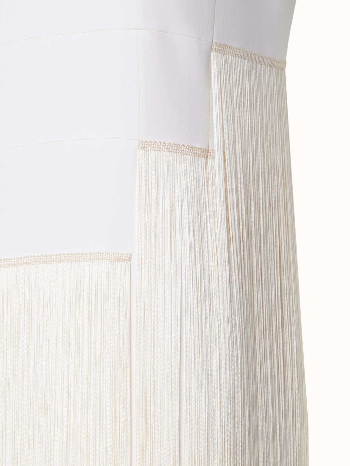 Long Sleeveless Silk Gown with Fringes