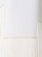 Long Sleeveless Silk Gown with Fringes