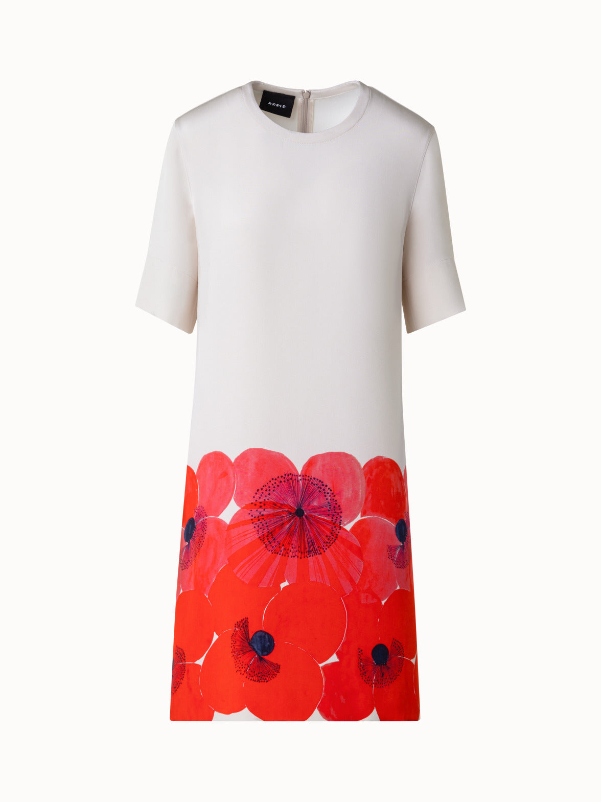 Silk Cr¨ºpe Tunic Dress with Poppy Print