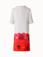 Silk Cr¨ºpe Tunic Dress with Poppy Print