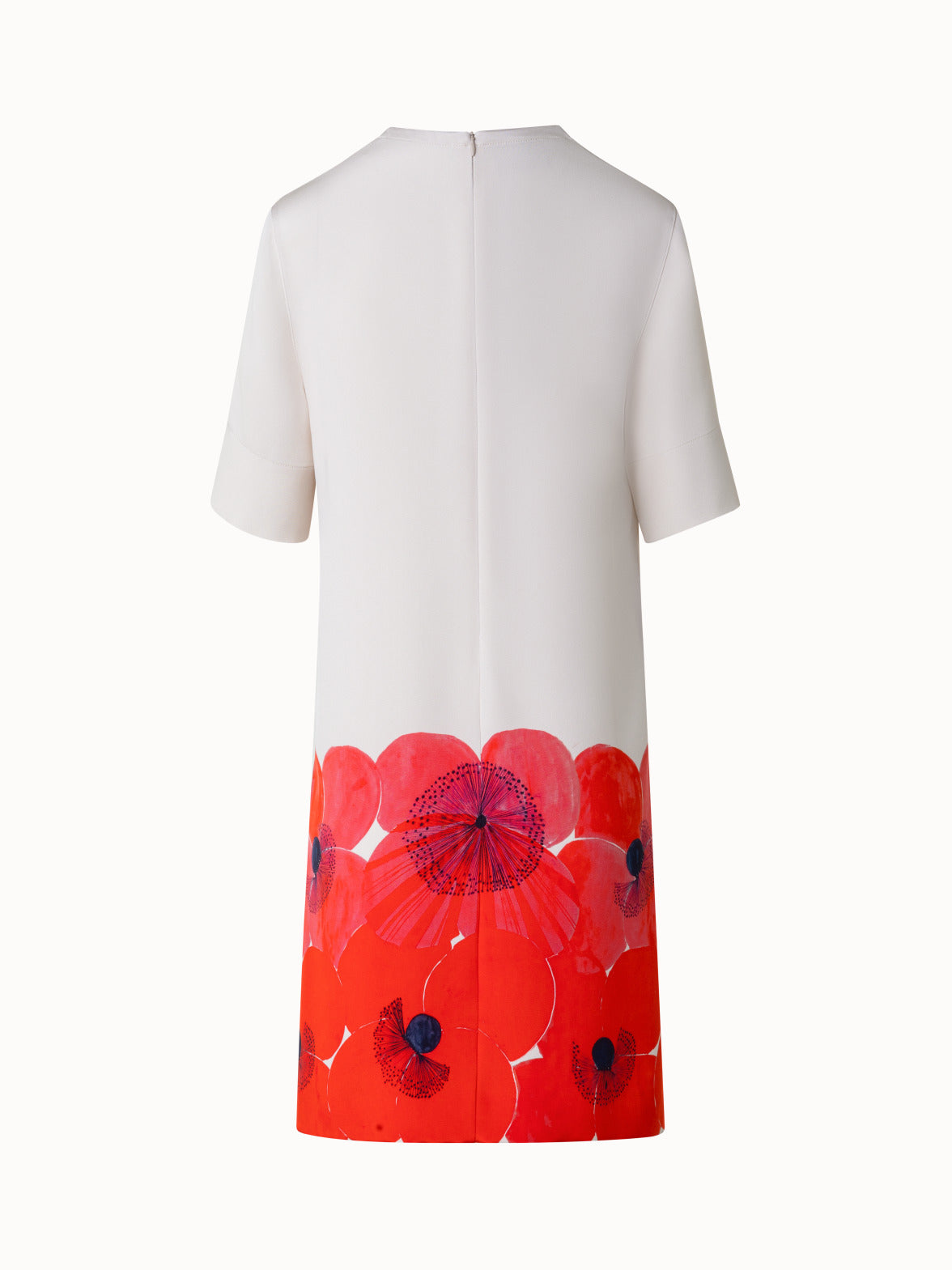 Silk Cr¨ºpe Tunic Dress with Poppy Print