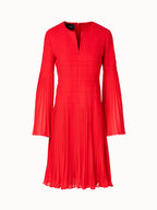 Short Pleated Dress with Long Flared Sleeves