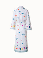 Cotton Midi Shirt Dress with Fruits Print